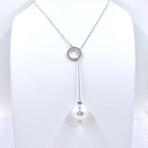 NWOT INC International Concepts Faux Pearl Pull through Silver Tone 16” Necklace